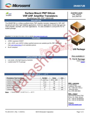 JANTX2N4957UB datasheet  