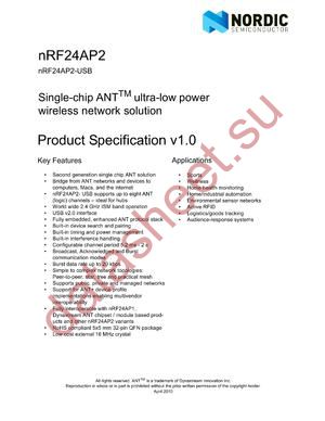 NRF24AP2-USBQ32-S datasheet  