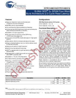 CY7C1145LV18-400BZXC datasheet  