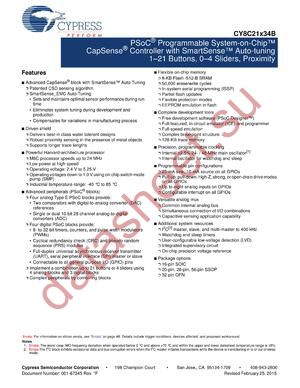 CY8C21434B-24LTXI datasheet  