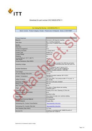 CA3102E20-2PB111 datasheet  