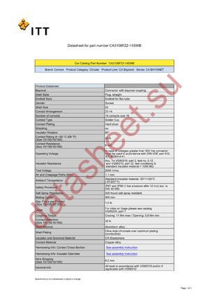 CA3106F22-14SWB datasheet  