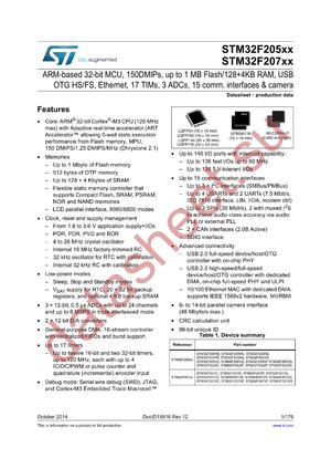 STM32F207VET6TR datasheet  