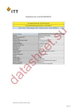 DA15SA190A197 datasheet  