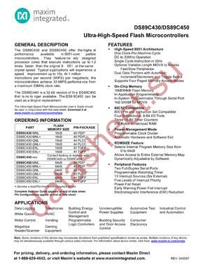 DS89C430-QNG+ datasheet  