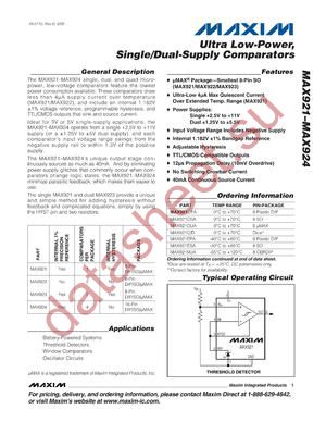 MAX921ESA-T datasheet  