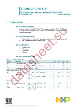 PSMN2R0-30YLE,115 datasheet  