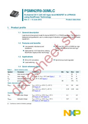 PSMN2R9-30MLC,115 datasheet  