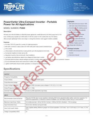 PV600 datasheet  