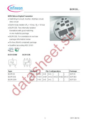 BCR 133 E6327 datasheet  