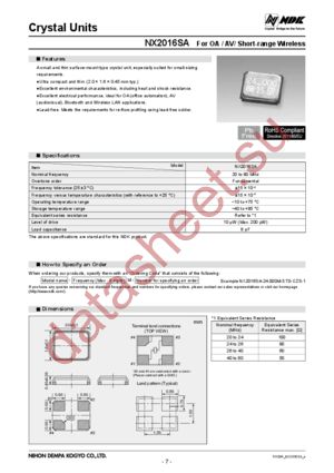 NX2016SA-25.000M-STD-CZS-1 datasheet  