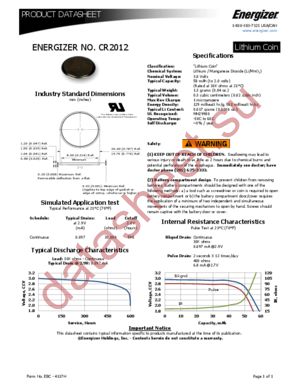 ECR2012 datasheet  