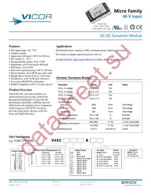 V48C12H75B2 datasheet скачать даташит
