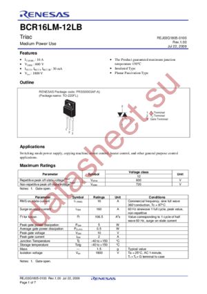 BCR16LM-12LB#B00 datasheet  