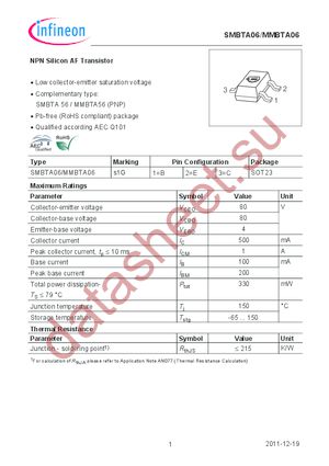 SMBTA 06 E6433 datasheet  