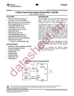 TPA2029D1YZFR datasheet  