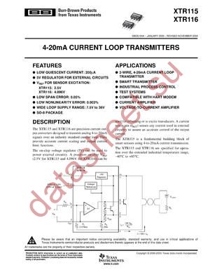 XTR115UA/2K5E4 datasheet  